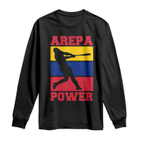 Arepa Power Venezuela Baseball Flag Long Sleeve Shirt Funny Venezuelan Pride Gift for Beisbol Lovers