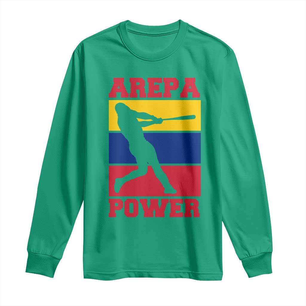 Arepa Power Venezuela Baseball Flag Long Sleeve Shirt Funny Venezuelan Pride Gift for Beisbol Lovers