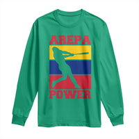 Arepa Power Venezuela Baseball Flag Long Sleeve Shirt Funny Venezuelan Pride Gift for Beisbol Lovers