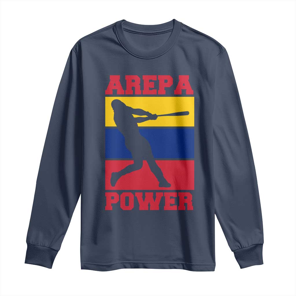 Arepa Power Venezuela Baseball Flag Long Sleeve Shirt Funny Venezuelan Pride Gift for Beisbol Lovers