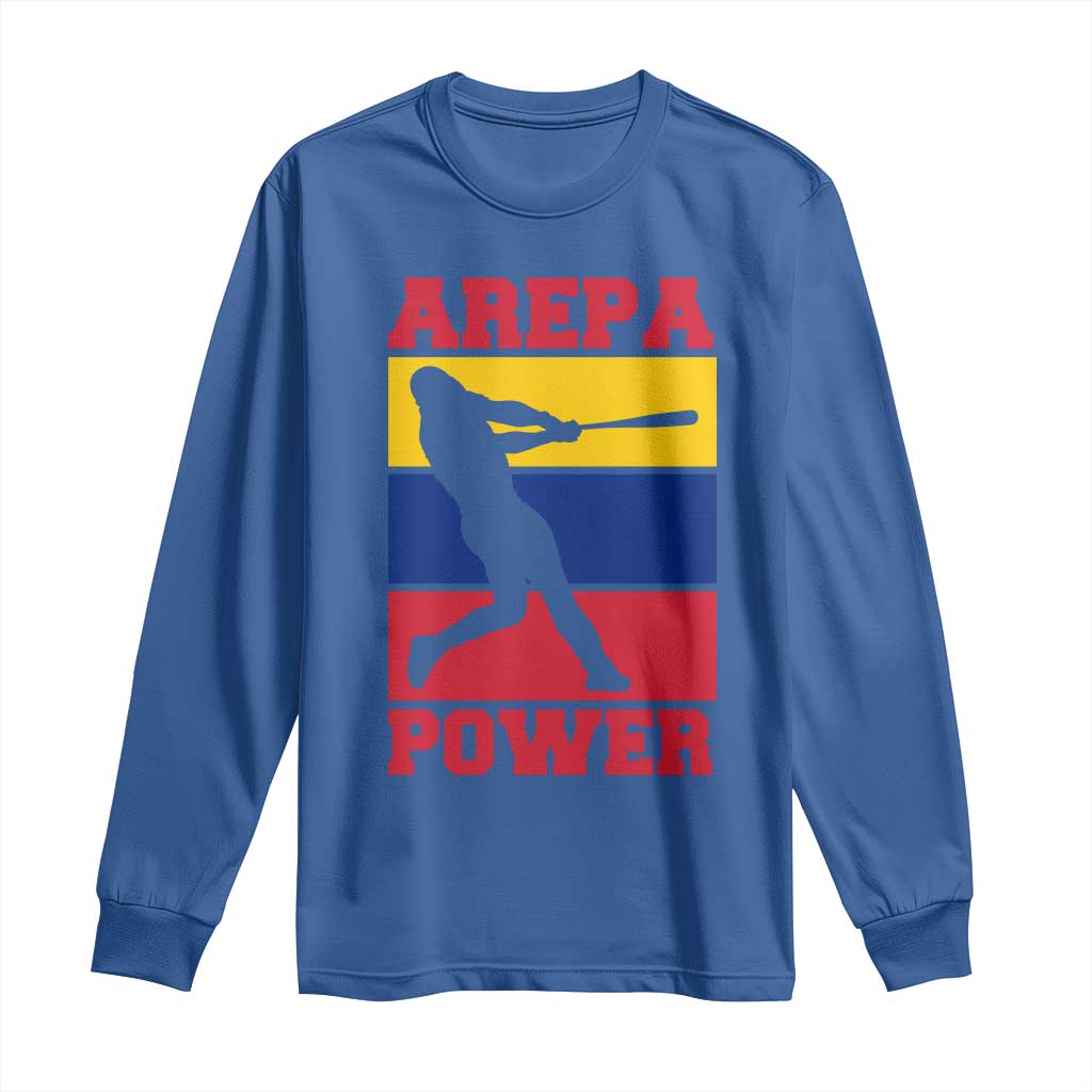Arepa Power Venezuela Baseball Flag Long Sleeve Shirt Funny Venezuelan Pride Gift for Beisbol Lovers