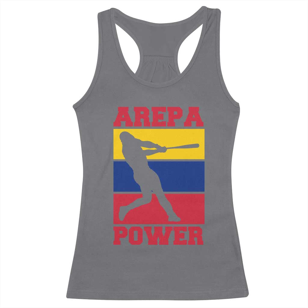 Arepa Power Venezuela Baseball Flag Racerback Tank Top Funny Venezuelan Pride Gift for Beisbol Lovers
