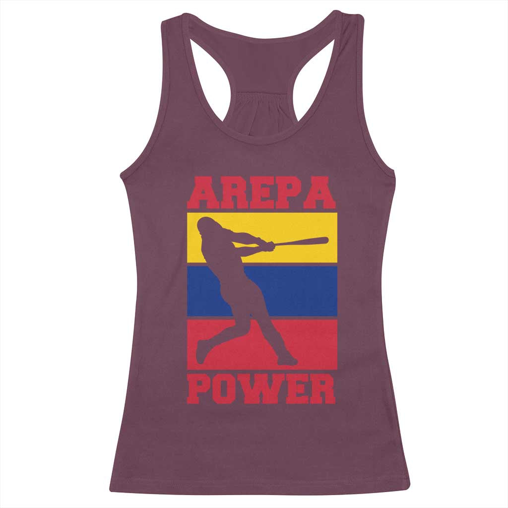 Arepa Power Venezuela Baseball Flag Racerback Tank Top Funny Venezuelan Pride Gift for Beisbol Lovers