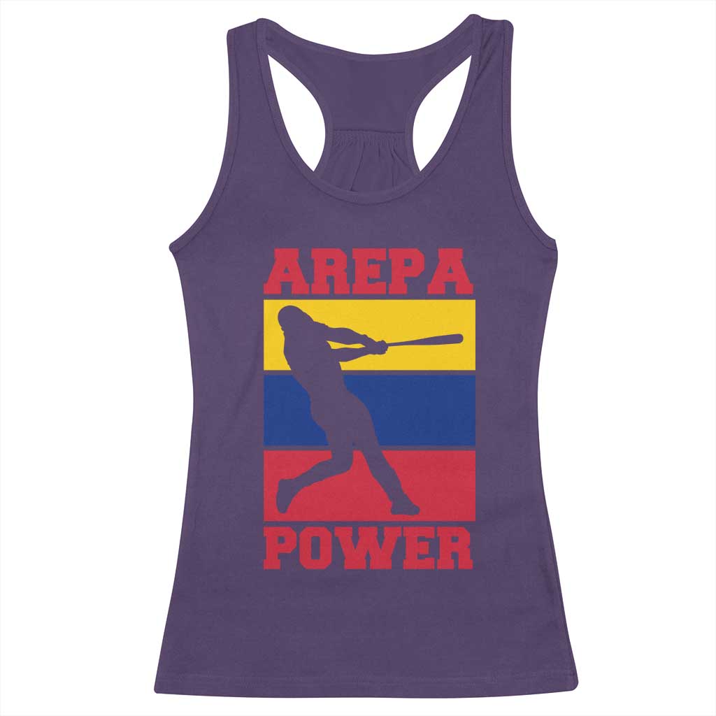 Arepa Power Venezuela Baseball Flag Racerback Tank Top Funny Venezuelan Pride Gift for Beisbol Lovers