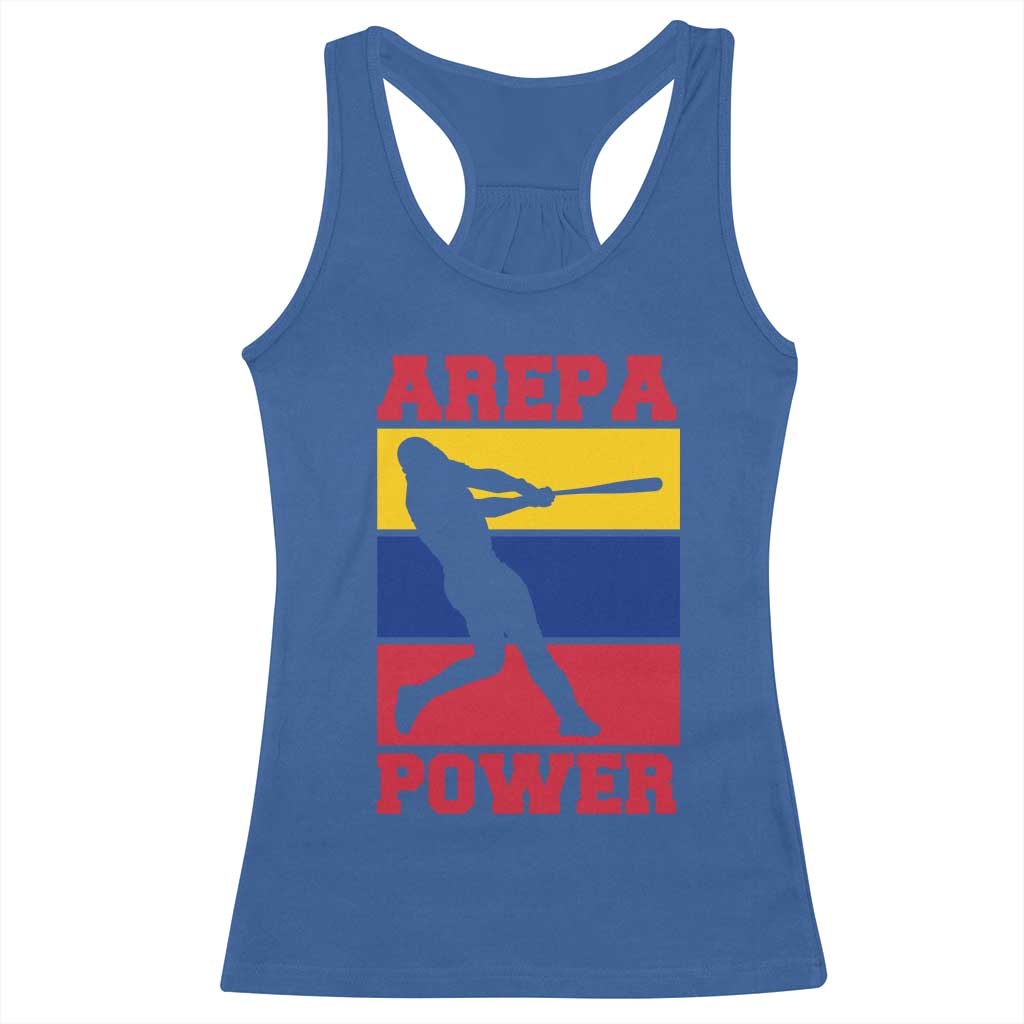 Arepa Power Venezuela Baseball Flag Racerback Tank Top Funny Venezuelan Pride Gift for Beisbol Lovers