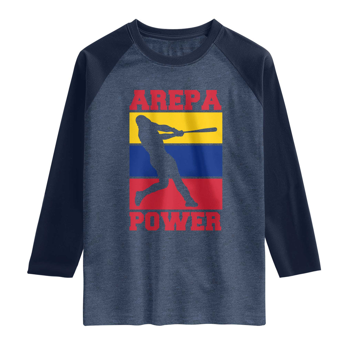 Arepa Power Venezuela Baseball Flag Raglan Shirt Funny Venezuelan Pride Gift for Beisbol Lovers