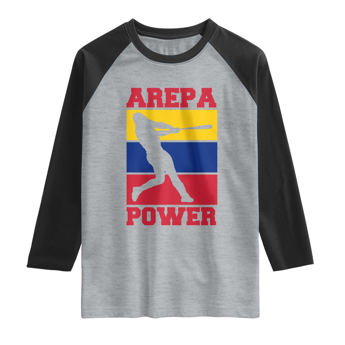 Arepa Power Venezuela Baseball Flag Raglan Shirt Funny Venezuelan Pride Gift for Beisbol Lovers