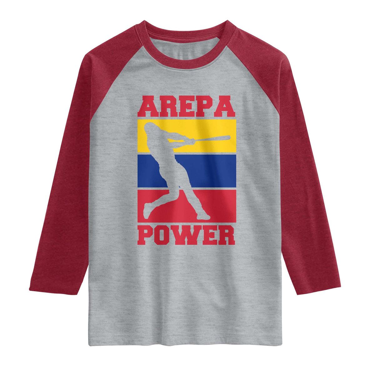 Arepa Power Venezuela Baseball Flag Raglan Shirt Funny Venezuelan Pride Gift for Beisbol Lovers