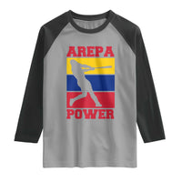 Arepa Power Venezuela Baseball Flag Raglan Shirt Funny Venezuelan Pride Gift for Beisbol Lovers