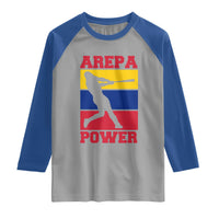 Arepa Power Venezuela Baseball Flag Raglan Shirt Funny Venezuelan Pride Gift for Beisbol Lovers