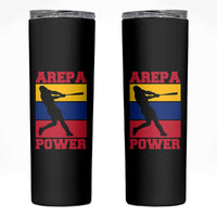 Arepa Power Venezuela Baseball Flag Skinny Tumbler Funny Venezuelan Pride Gift for Beisbol Lovers