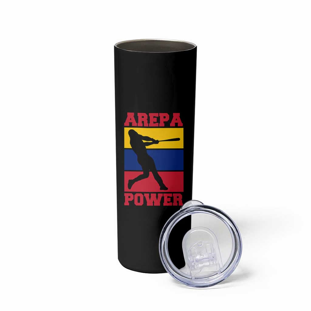 Arepa Power Venezuela Baseball Flag Skinny Tumbler Funny Venezuelan Pride Gift for Beisbol Lovers
