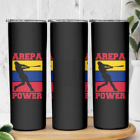 Arepa Power Venezuela Baseball Flag Skinny Tumbler Funny Venezuelan Pride Gift for Beisbol Lovers