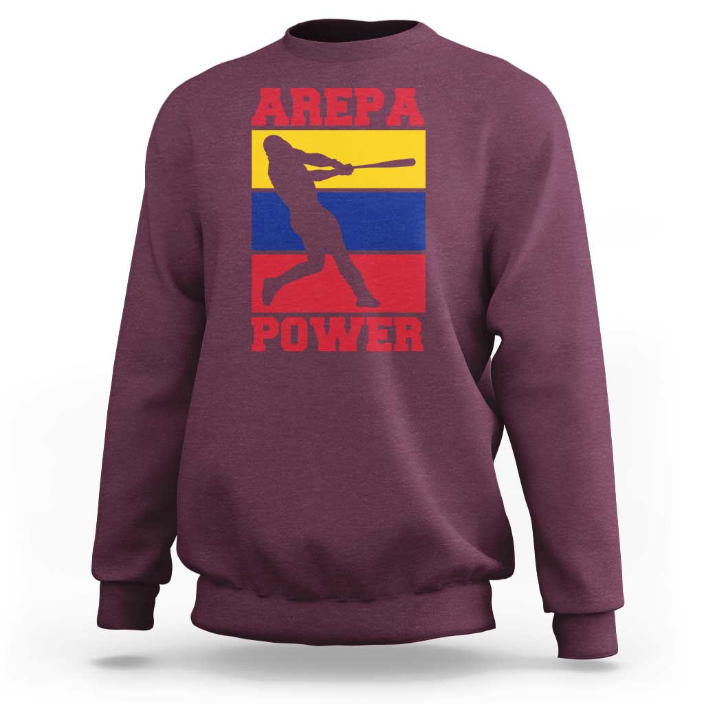 Arepa Power Venezuela Baseball Flag Sweatshirt Funny Venezuelan Pride Gift for Beisbol Lovers