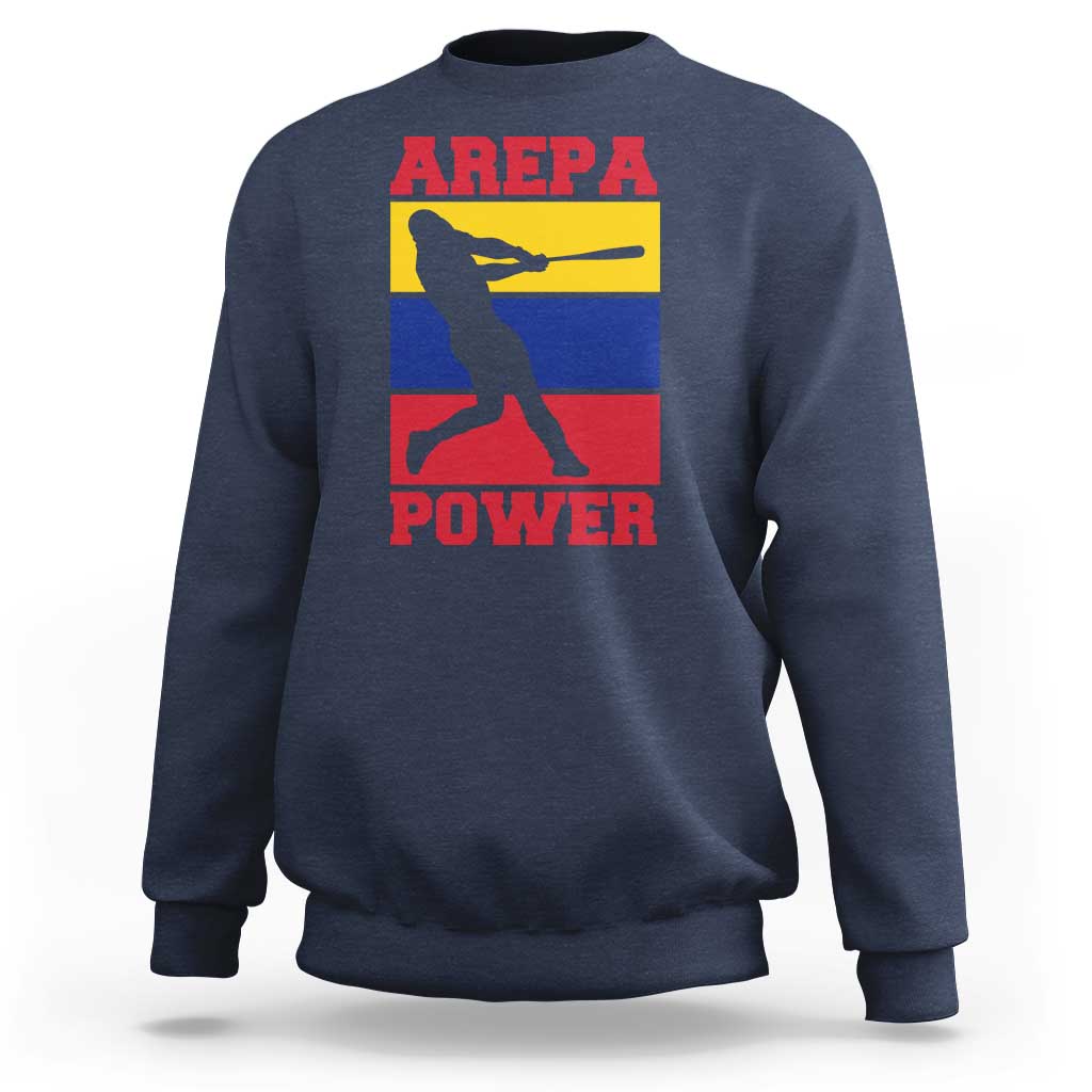 Arepa Power Venezuela Baseball Flag Sweatshirt Funny Venezuelan Pride Gift for Beisbol Lovers