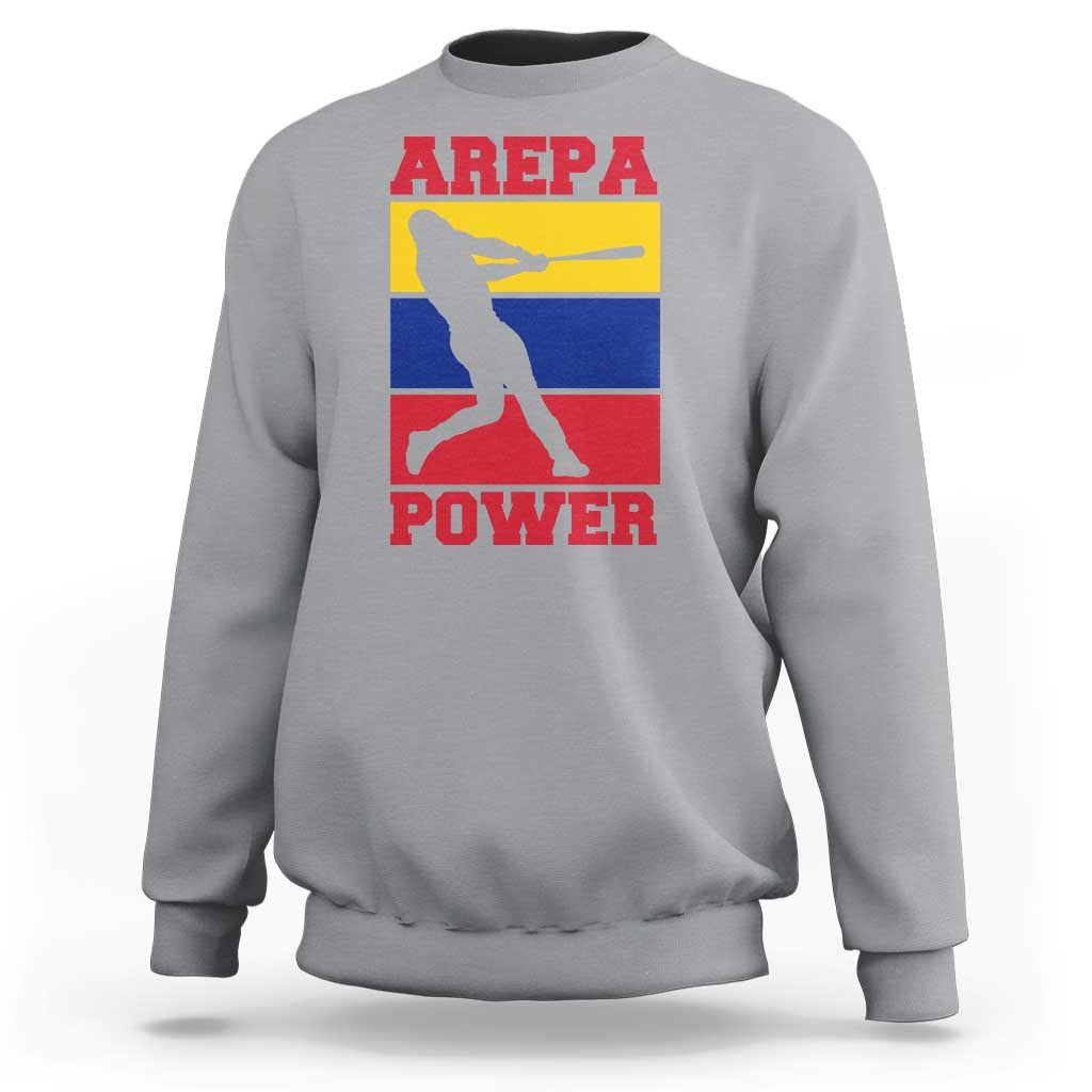 Arepa Power Venezuela Baseball Flag Sweatshirt Funny Venezuelan Pride Gift for Beisbol Lovers