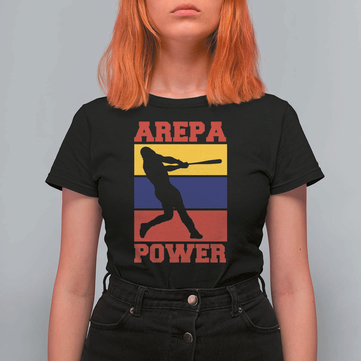 Arepa Power Venezuela Baseball Flag T Shirt For Women Funny Venezuelan Pride Gift for Beisbol Lovers
