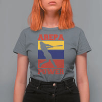 Arepa Power Venezuela Baseball Flag T Shirt For Women Funny Venezuelan Pride Gift for Beisbol Lovers