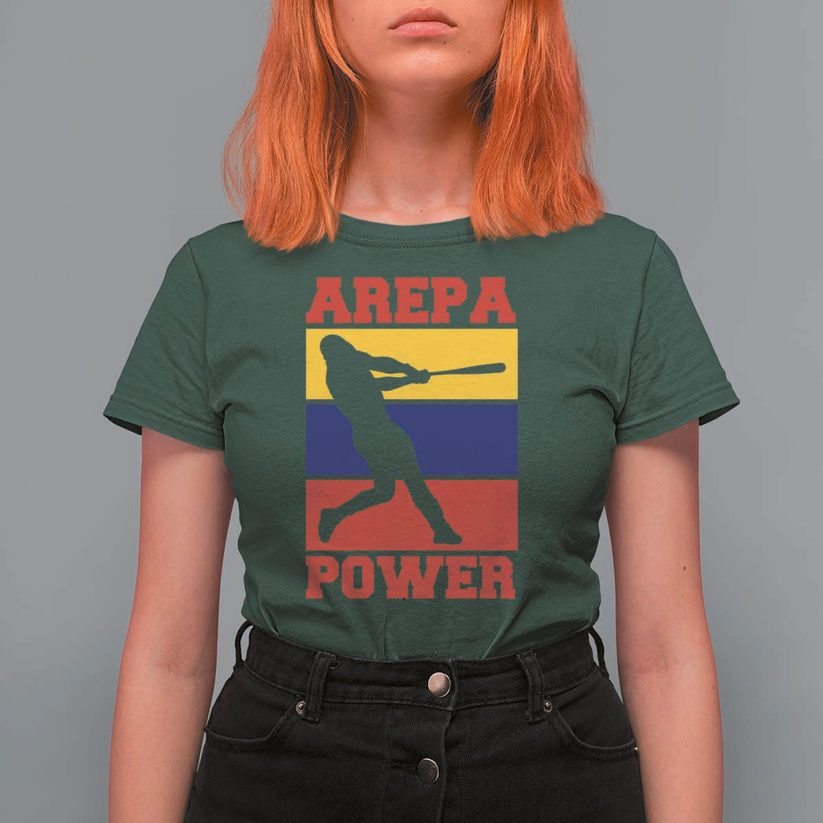 Arepa Power Venezuela Baseball Flag T Shirt For Women Funny Venezuelan Pride Gift for Beisbol Lovers