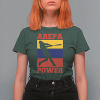 Arepa Power Venezuela Baseball Flag T Shirt For Women Funny Venezuelan Pride Gift for Beisbol Lovers