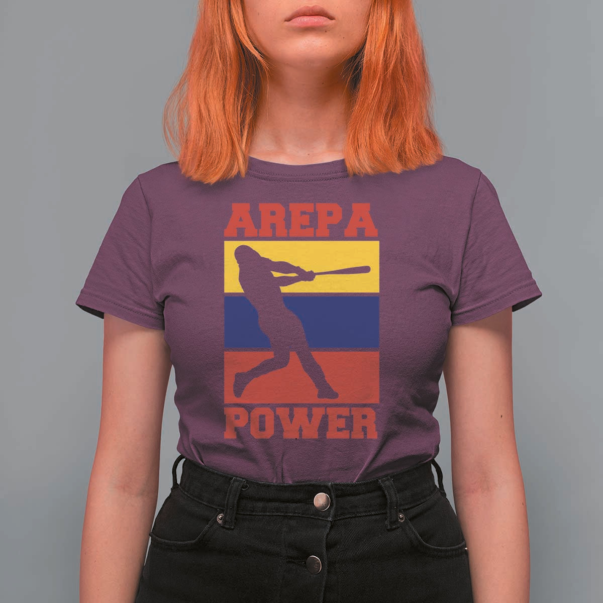 Arepa Power Venezuela Baseball Flag T Shirt For Women Funny Venezuelan Pride Gift for Beisbol Lovers