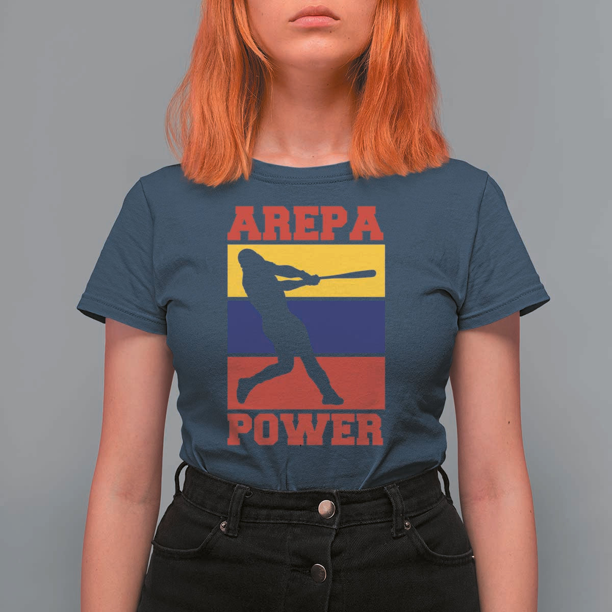 Arepa Power Venezuela Baseball Flag T Shirt For Women Funny Venezuelan Pride Gift for Beisbol Lovers