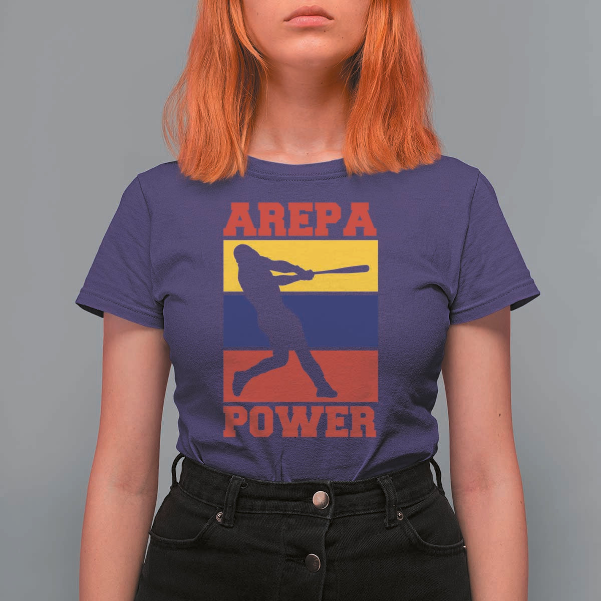 Arepa Power Venezuela Baseball Flag T Shirt For Women Funny Venezuelan Pride Gift for Beisbol Lovers