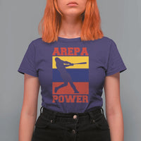 Arepa Power Venezuela Baseball Flag T Shirt For Women Funny Venezuelan Pride Gift for Beisbol Lovers