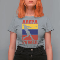 Arepa Power Venezuela Baseball Flag T Shirt For Women Funny Venezuelan Pride Gift for Beisbol Lovers