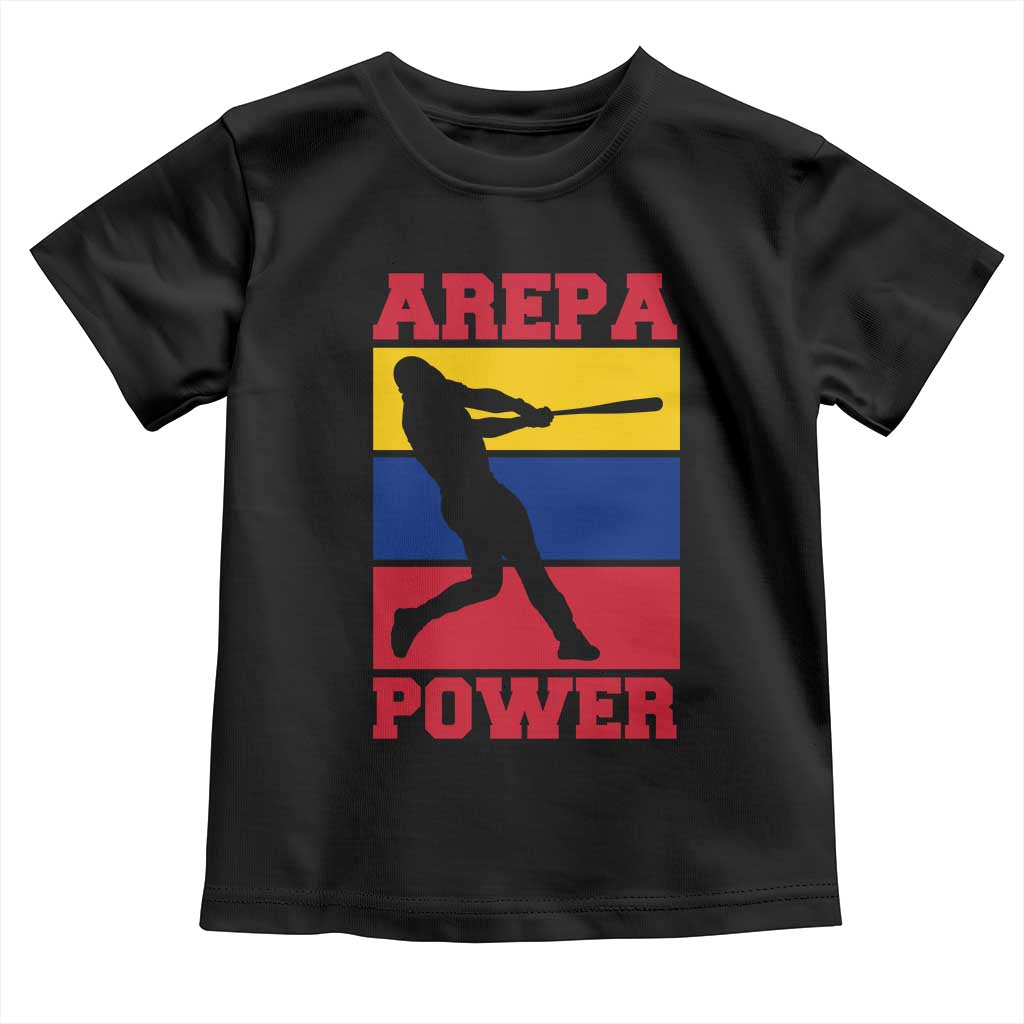 Arepa Power Venezuela Baseball Flag Toddler T Shirt Funny Venezuelan Pride Gift for Beisbol Lovers