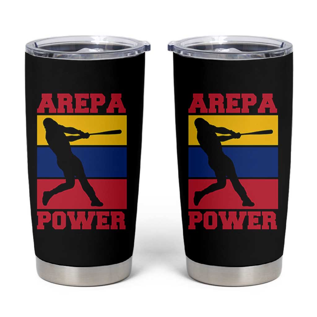 Arepa Power Venezuela Baseball Flag Tumbler Cup Funny Venezuelan Pride Gift for Beisbol Lovers