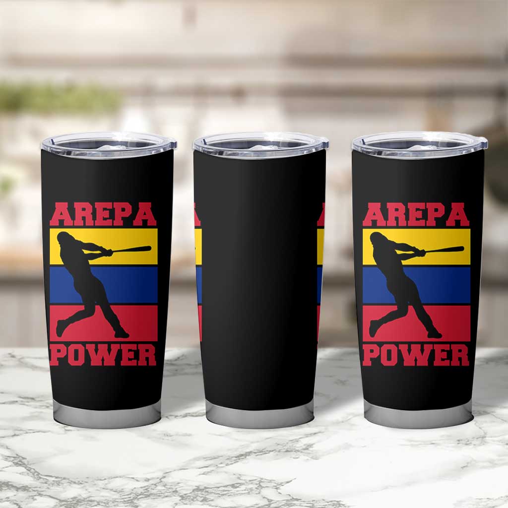 Arepa Power Venezuela Baseball Flag Tumbler Cup Funny Venezuelan Pride Gift for Beisbol Lovers