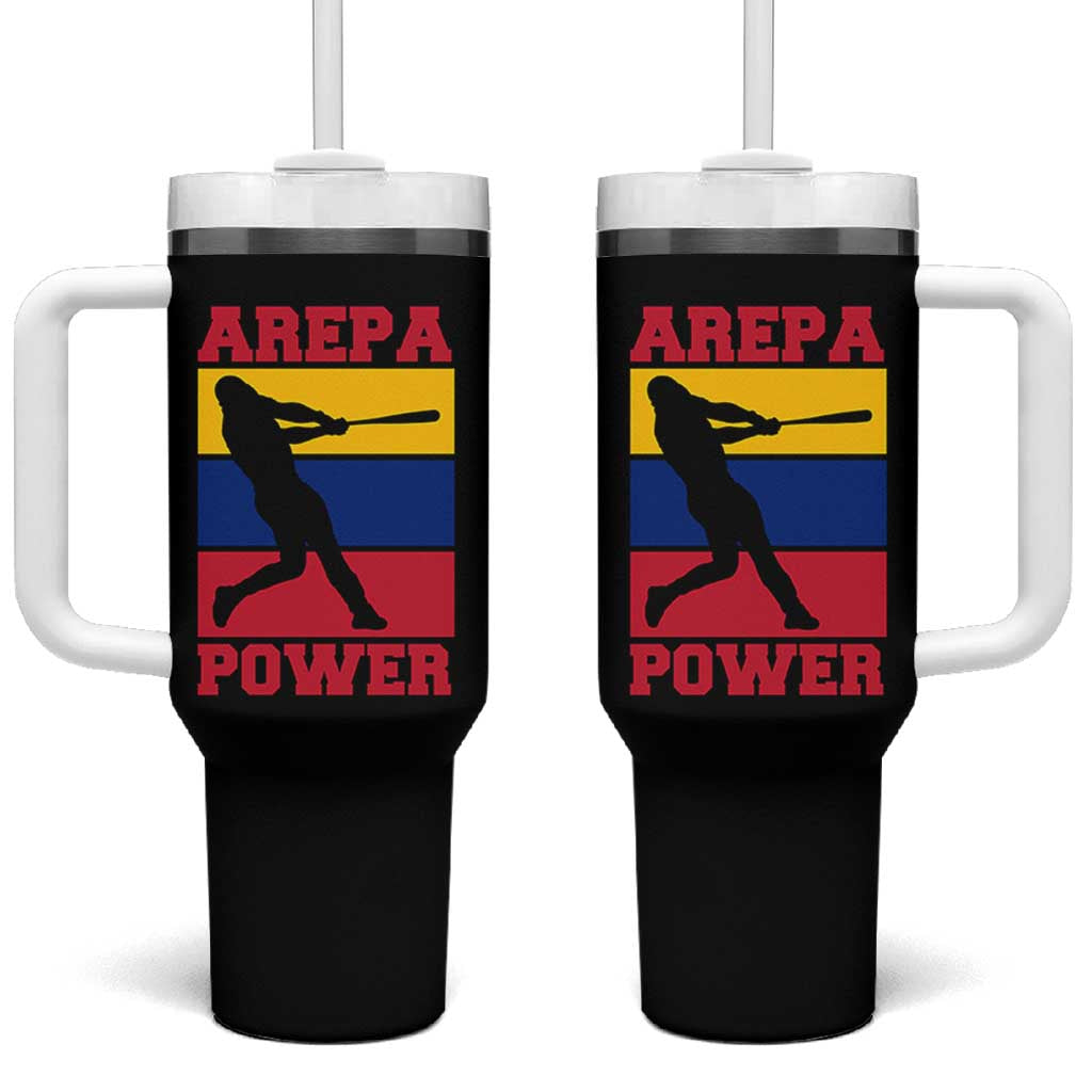 Arepa Power Venezuela Baseball Flag Tumbler With Handle Funny Venezuelan Pride Gift for Beisbol Lovers