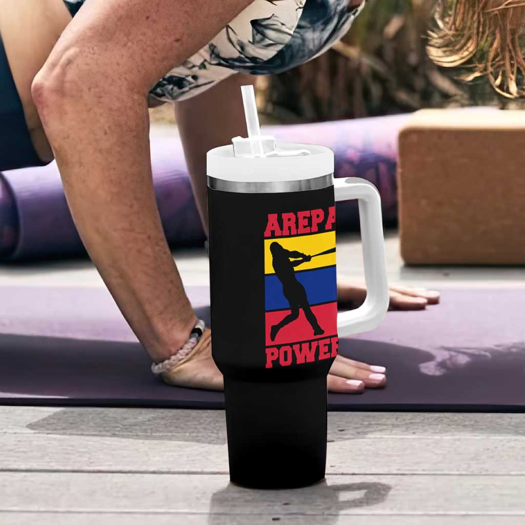 Arepa Power Venezuela Baseball Flag Tumbler With Handle Funny Venezuelan Pride Gift for Beisbol Lovers
