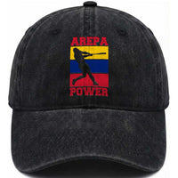 Arepa Power Venezuela Baseball Flag Washed Cotton Baseball Cap Funny Venezuelan Pride Gift for Beisbol Lovers