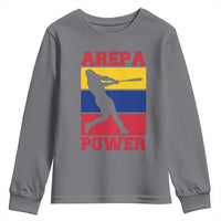 Arepa Power Venezuela Baseball Flag Youth Sweatshirt Funny Venezuelan Pride Gift for Beisbol Lovers
