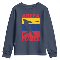 Arepa Power Venezuela Baseball Flag Youth Sweatshirt Funny Venezuelan Pride Gift for Beisbol Lovers