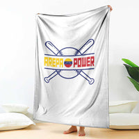 Arepa Power Baseball Crossed Bats Throw Blanket Funny Venezuelan Pride Gift for Latino Sports Fans
