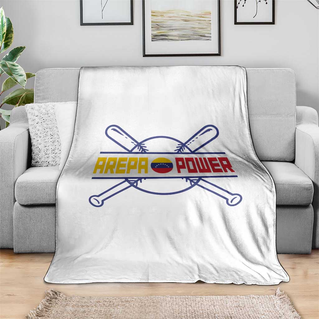 Arepa Power Baseball Crossed Bats Throw Blanket Funny Venezuelan Pride Gift for Latino Sports Fans