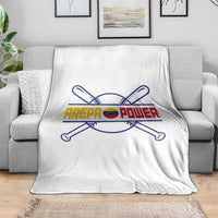Arepa Power Baseball Crossed Bats Throw Blanket Funny Venezuelan Pride Gift for Latino Sports Fans