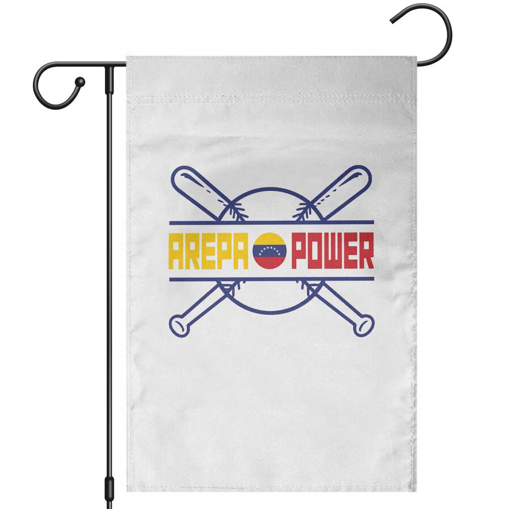 Arepa Power Baseball Crossed Bats Garden Flag Funny Venezuelan Pride Gift for Latino Sports Fans