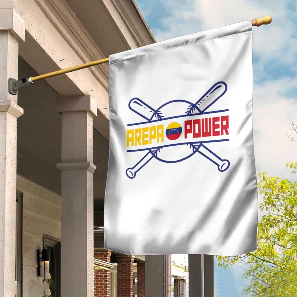 Arepa Power Baseball Crossed Bats Garden Flag Funny Venezuelan Pride Gift for Latino Sports Fans