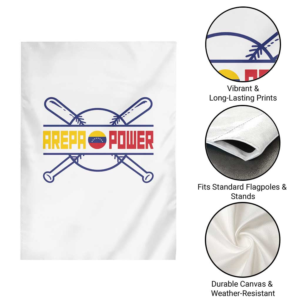 Arepa Power Baseball Crossed Bats Garden Flag Funny Venezuelan Pride Gift for Latino Sports Fans