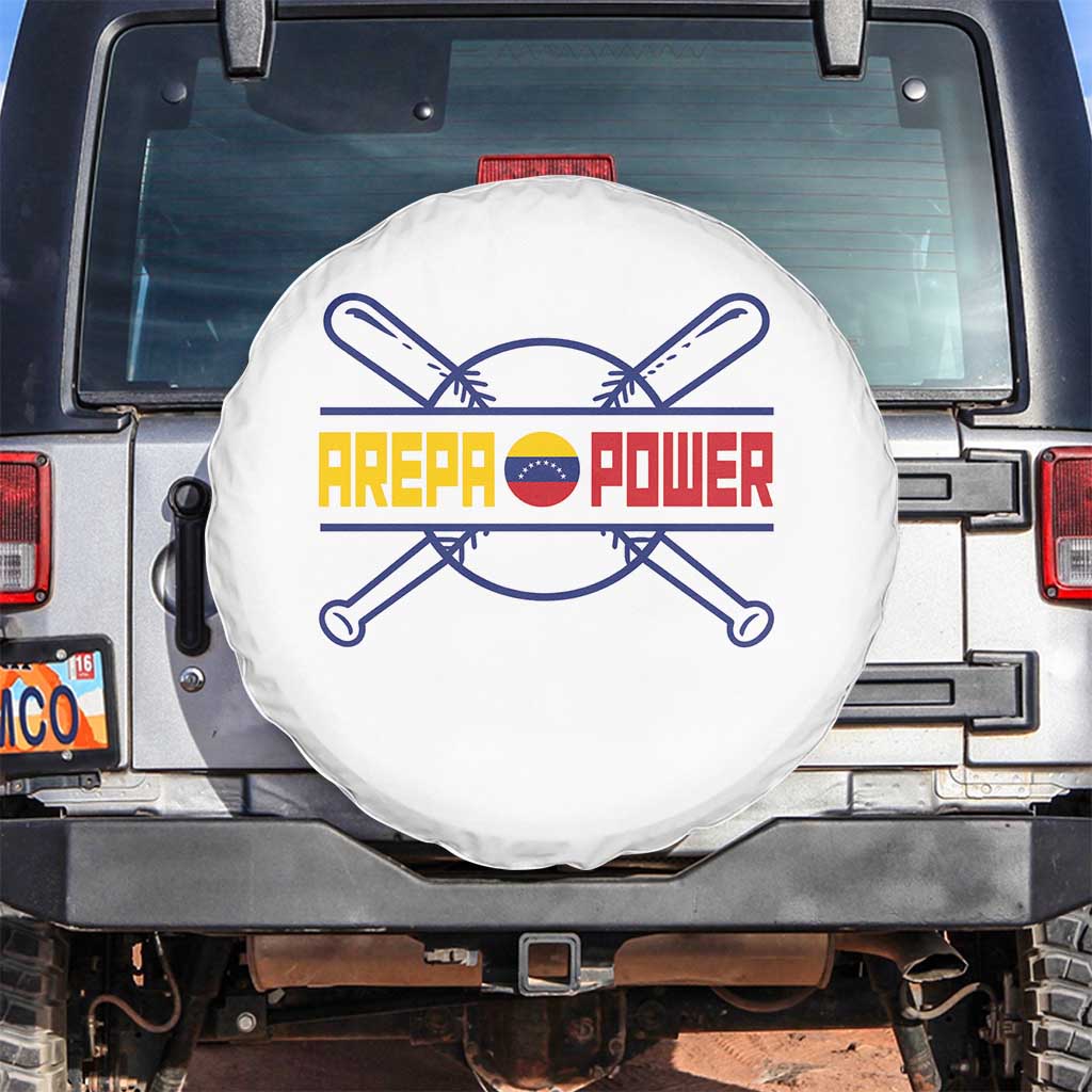 Arepa Power Baseball Crossed Bats Spare Tire Cover Funny Venezuelan Pride Gift for Latino Sports Fans