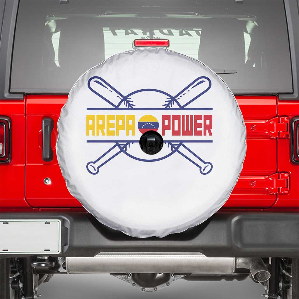 Arepa Power Baseball Crossed Bats Spare Tire Cover Funny Venezuelan Pride Gift for Latino Sports Fans
