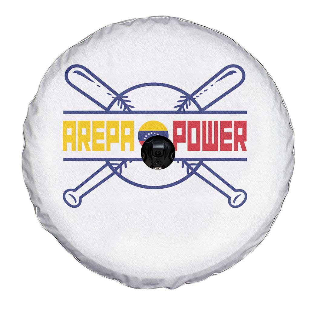Arepa Power Baseball Crossed Bats Spare Tire Cover Funny Venezuelan Pride Gift for Latino Sports Fans