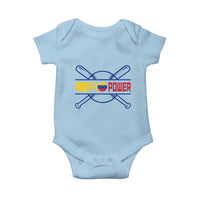 Arepa Power Baseball Crossed Bats Baby Onesie Funny Venezuelan Pride Gift for Latino Sports Fans
