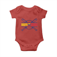 Arepa Power Baseball Crossed Bats Baby Onesie Funny Venezuelan Pride Gift for Latino Sports Fans