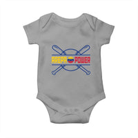 Arepa Power Baseball Crossed Bats Baby Onesie Funny Venezuelan Pride Gift for Latino Sports Fans