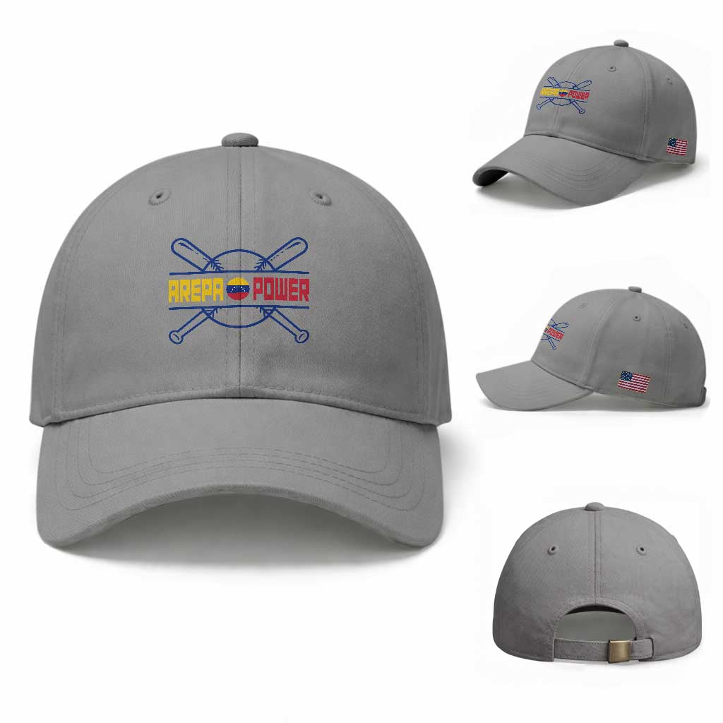 Arepa Power Baseball Crossed Bats Baseball Cap Funny Venezuelan Pride Gift for Latino Sports Fans